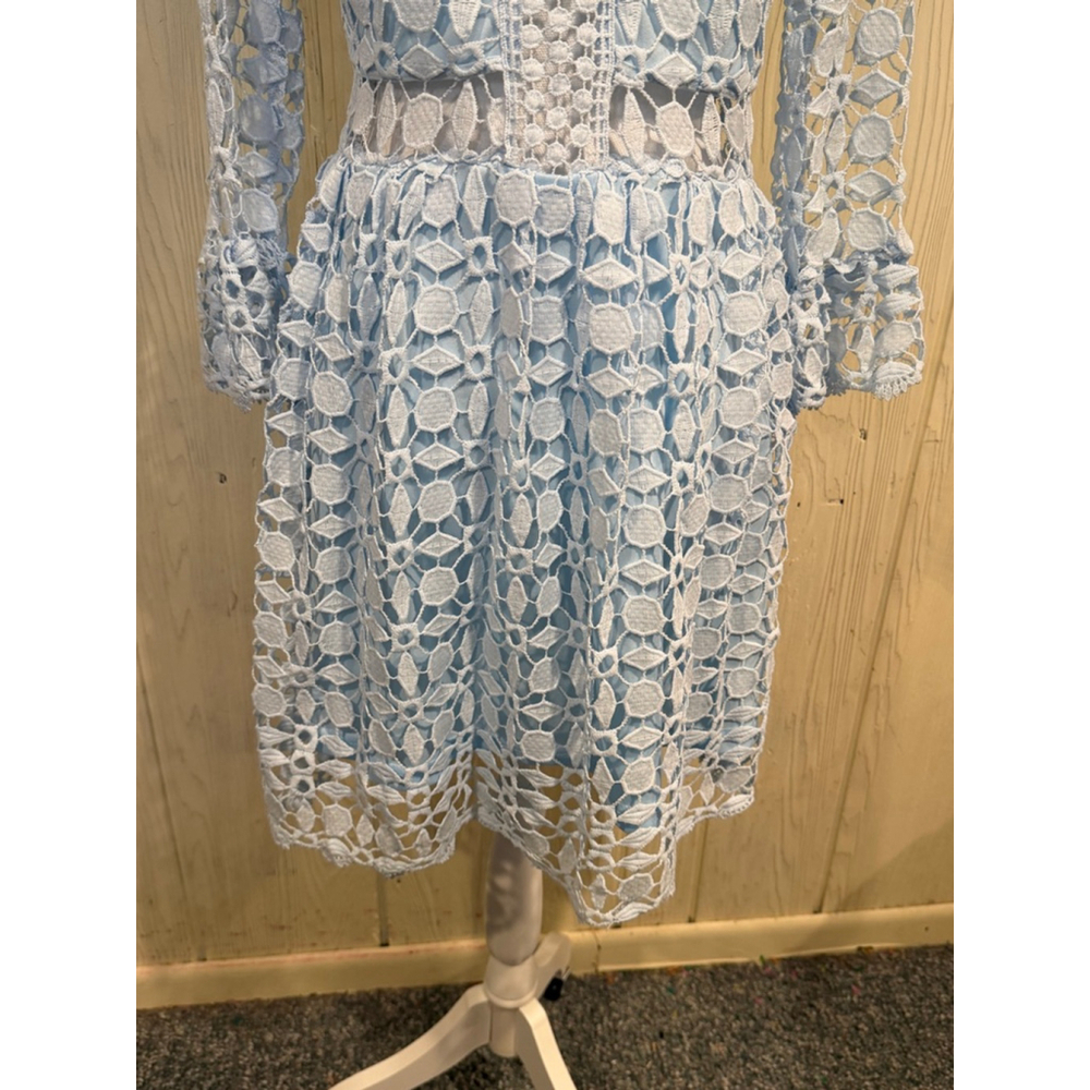 EillyBazar Light Blue Lace Long Sleeve Dress Women's M - Picture 3 of 10